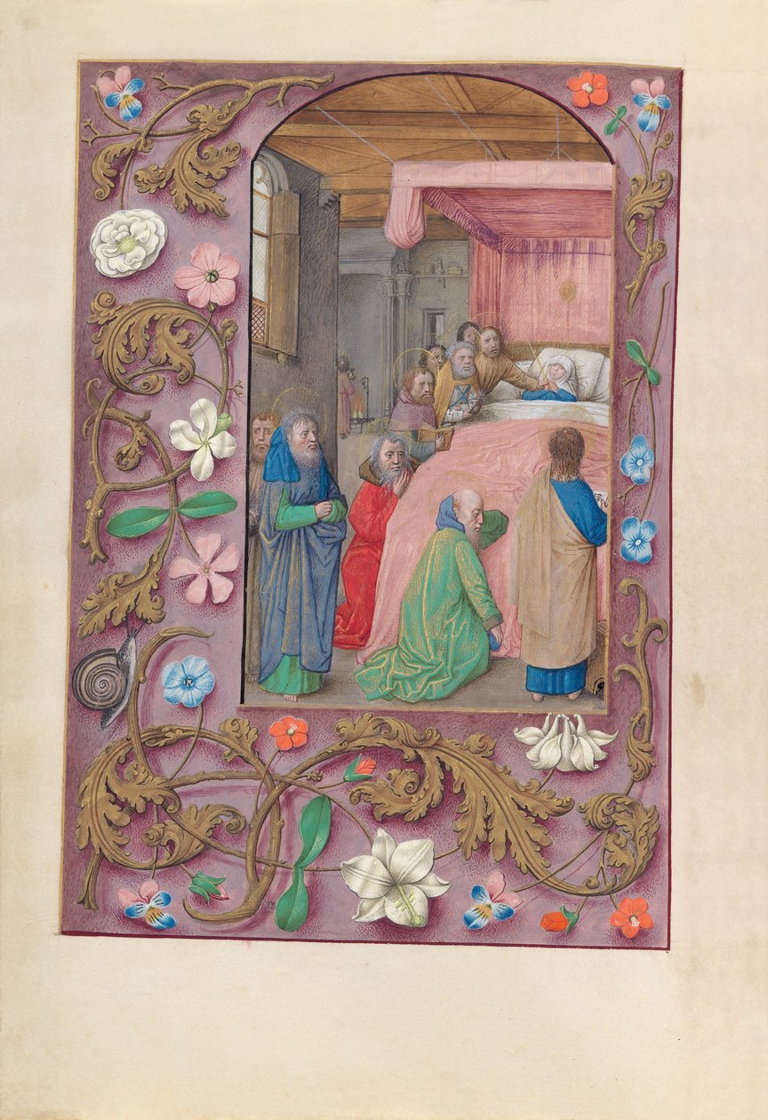 西班牙天主教女王伊莎贝拉的小时：  Fol.154v，圣母之死 作者 马克西米利安第一本祈祷书的硕士