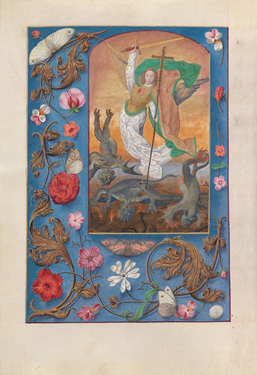 西班牙天主教女王伊莎贝拉的小时：  Fol.167v，圣米迦勒 作者 马克西米利安第一本祈祷书的硕士