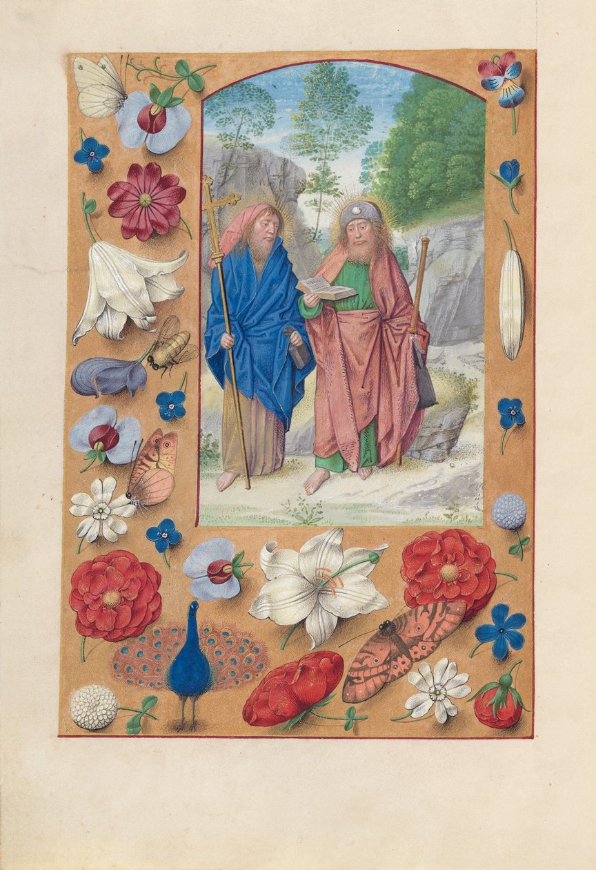 西班牙天主教女王伊莎贝拉的小时：  Fol.175v，圣菲利普和詹姆斯 作者 马克西米利安第一本祈祷书的硕士