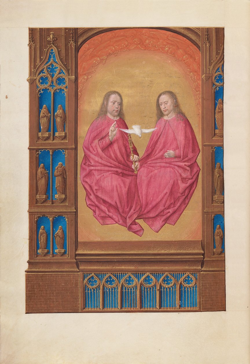 西班牙天主教女王伊莎贝拉的小时：  Fol.17v，三位一体 作者 马克西米利安第一本祈祷书的硕士