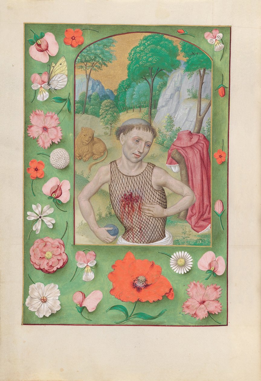 西班牙天主教女王伊莎贝拉的小时：  Fol.185v，圣杰罗姆 作者 马克西米利安第一本祈祷书的硕士