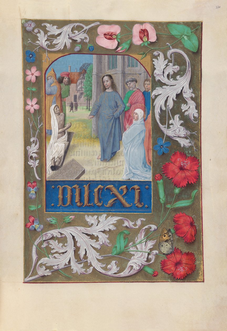 西班牙天主教女王伊莎贝拉的小时：  Fol.220r，拉撒路复活 作者 马克西米利安第一本祈祷书的硕士