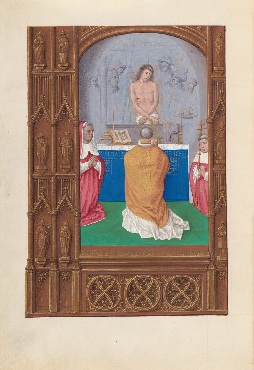 西班牙天主教女王伊莎贝拉的小时：  Fol.264v，圣格雷戈里弥撒 作者 马克西米利安第一本祈祷书的硕士