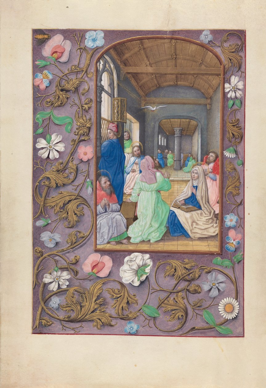 西班牙天主教女王伊莎贝拉的小时：  Fol.31v，圣灵降临节 作者 马克西米利安第一本祈祷书的硕士