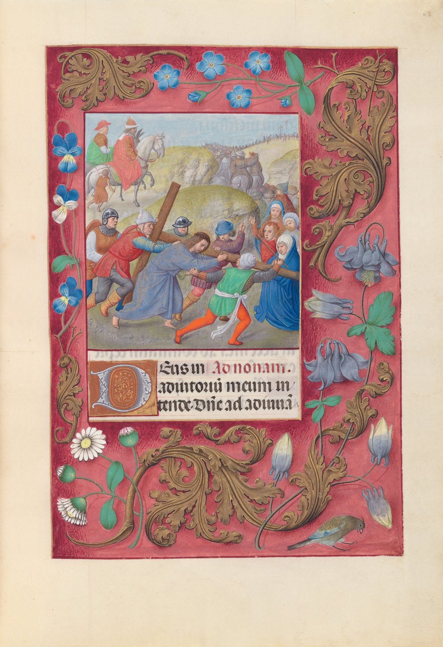 西班牙天主教女王伊莎贝拉的小时：  Fol.69r，基督背十字架 作者 马克西米利安第一本祈祷书的硕士