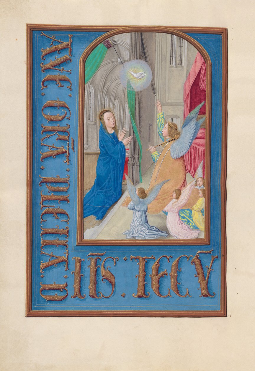 西班牙天主教女王伊莎贝拉的小时：  Fol.97v，圣母领报 作者 马克西米利安第一本祈祷书的硕士