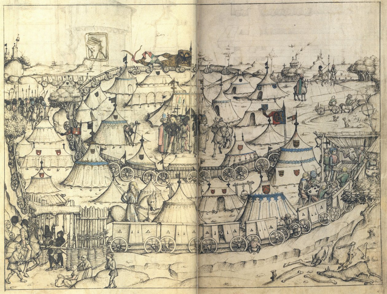 马车堡 从沃尔费格城堡的中世纪户口本，约1485年 作者 沃尔夫格城堡之家书大师