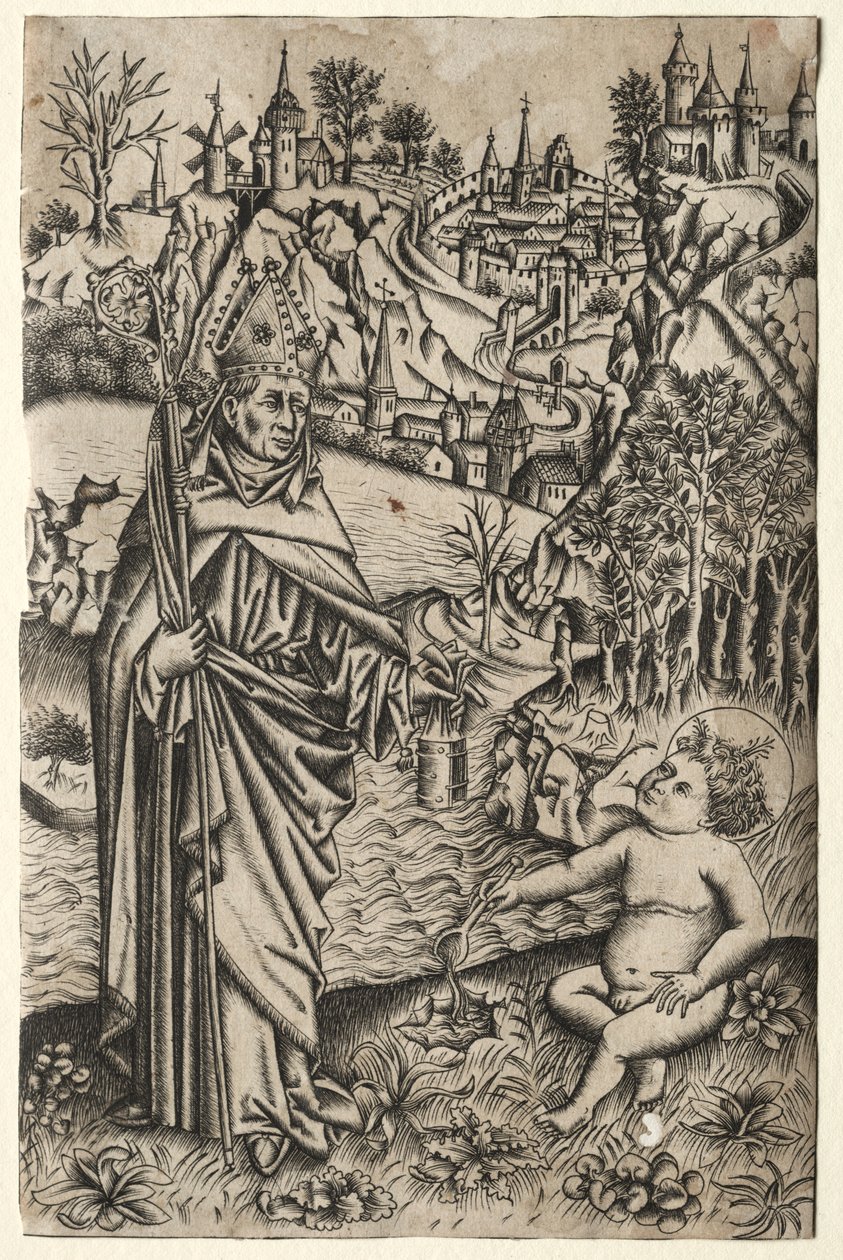 圣奥古斯丁和海边的孩子，c。 1465-1469。 作者 纽伦堡激情大师