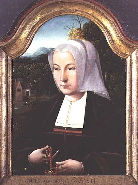手持念珠的女士画像 作者 鹦鹉大师