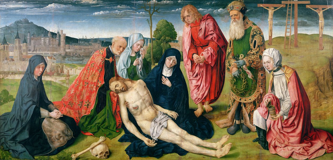 Saint-Germain-des-Pres的Pieta（面板上的蛋彩画） 作者 圣日耳曼圣母玛利亚的大师