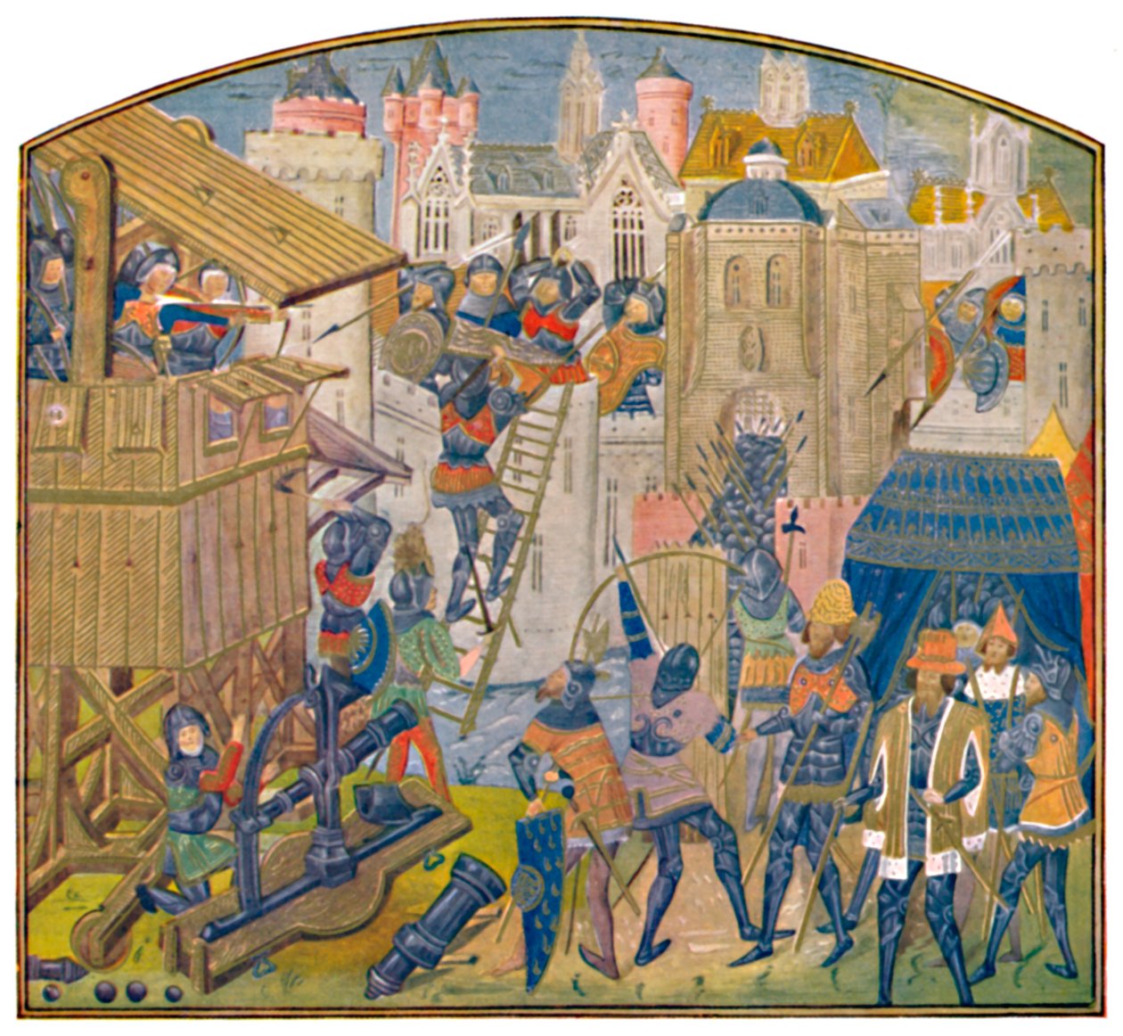 Siege Train, Fifteenth Century MS.Roy.14 E. iv."，约1470年，1903年 作者 维也纳和哥本哈根 Toison d'Or 大师