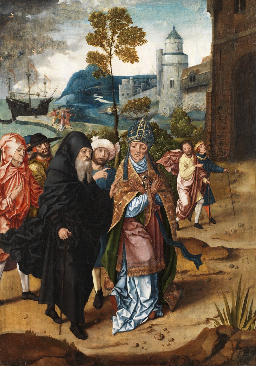 Bishop and a Hermit Saint，c.1510-20 作者 来自Groote Adoration的大师
