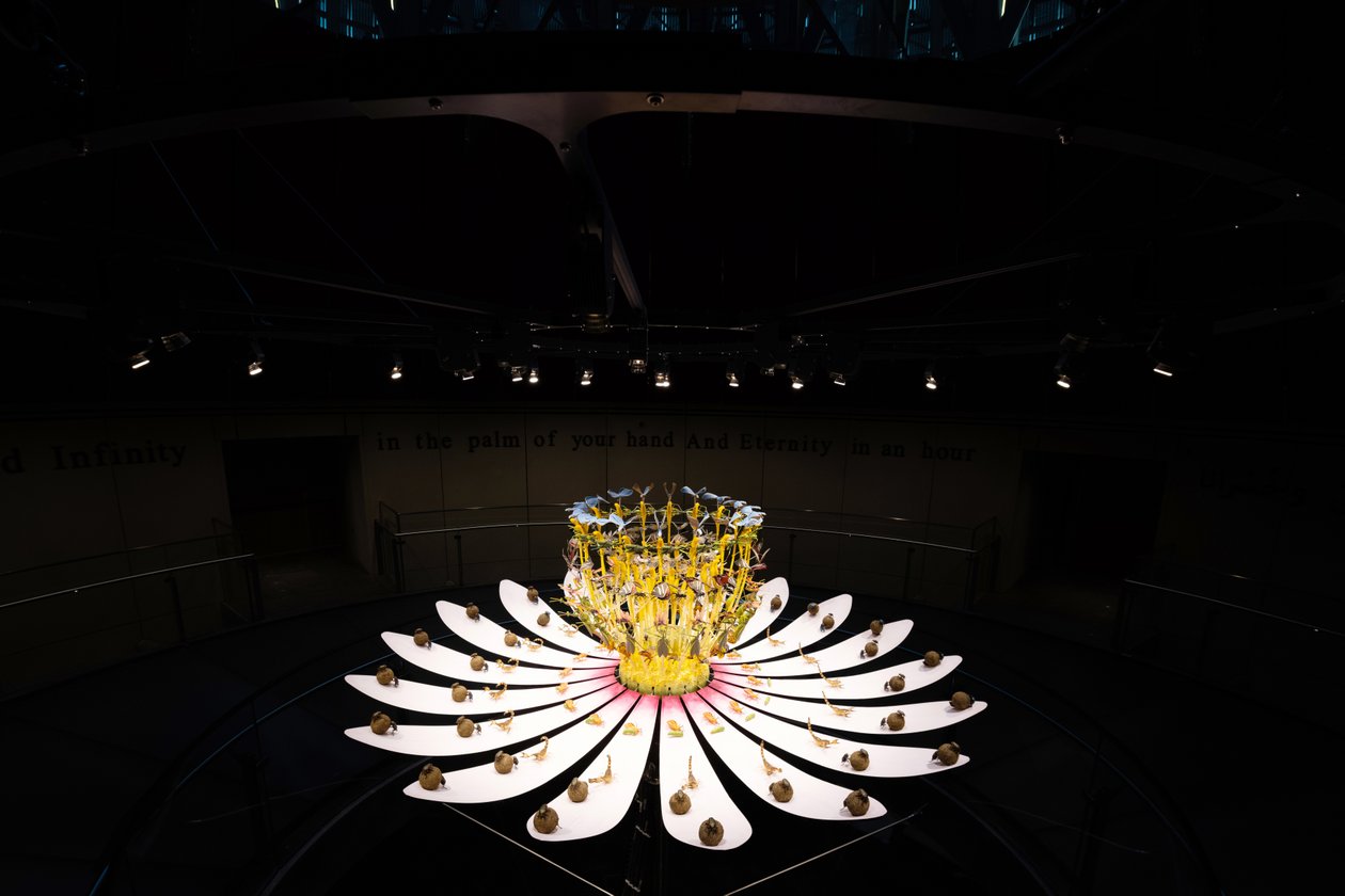 Equinox，2021（丙烯酸、电路、液压、漆、马达、油漆、回收树脂、钢材） 作者 马特·科利肖