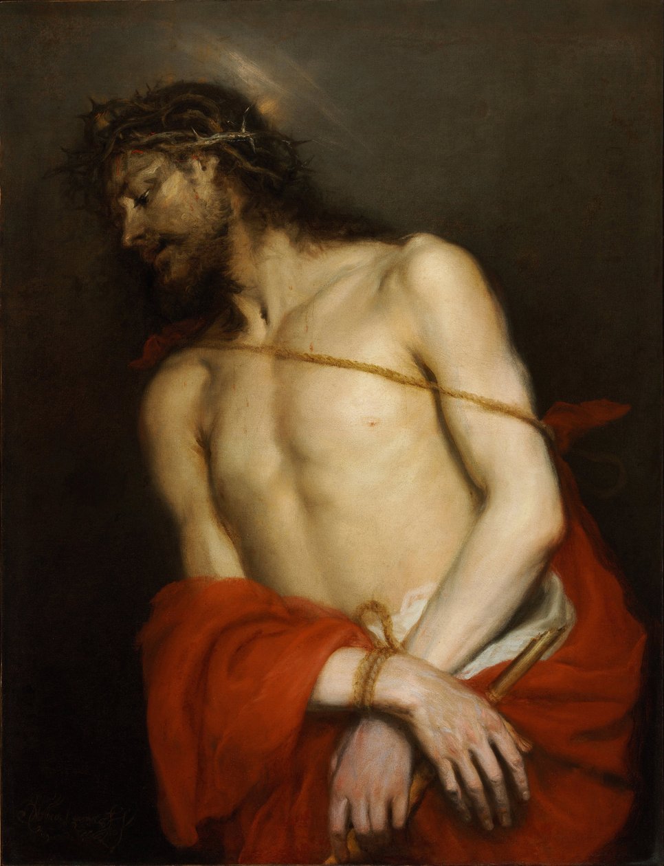 Le Christ au roseau, dit aussi Ecce Homo - Ecce Homo - Cerezo, Mateo, the Younger (1637-1666) - ca 1665 - Oil on canvas - 98x75 - Szepmuveszeti Muzeum, Budapest, Hungary 作者 马特奥·塞雷佐（Mateo Cerezo）