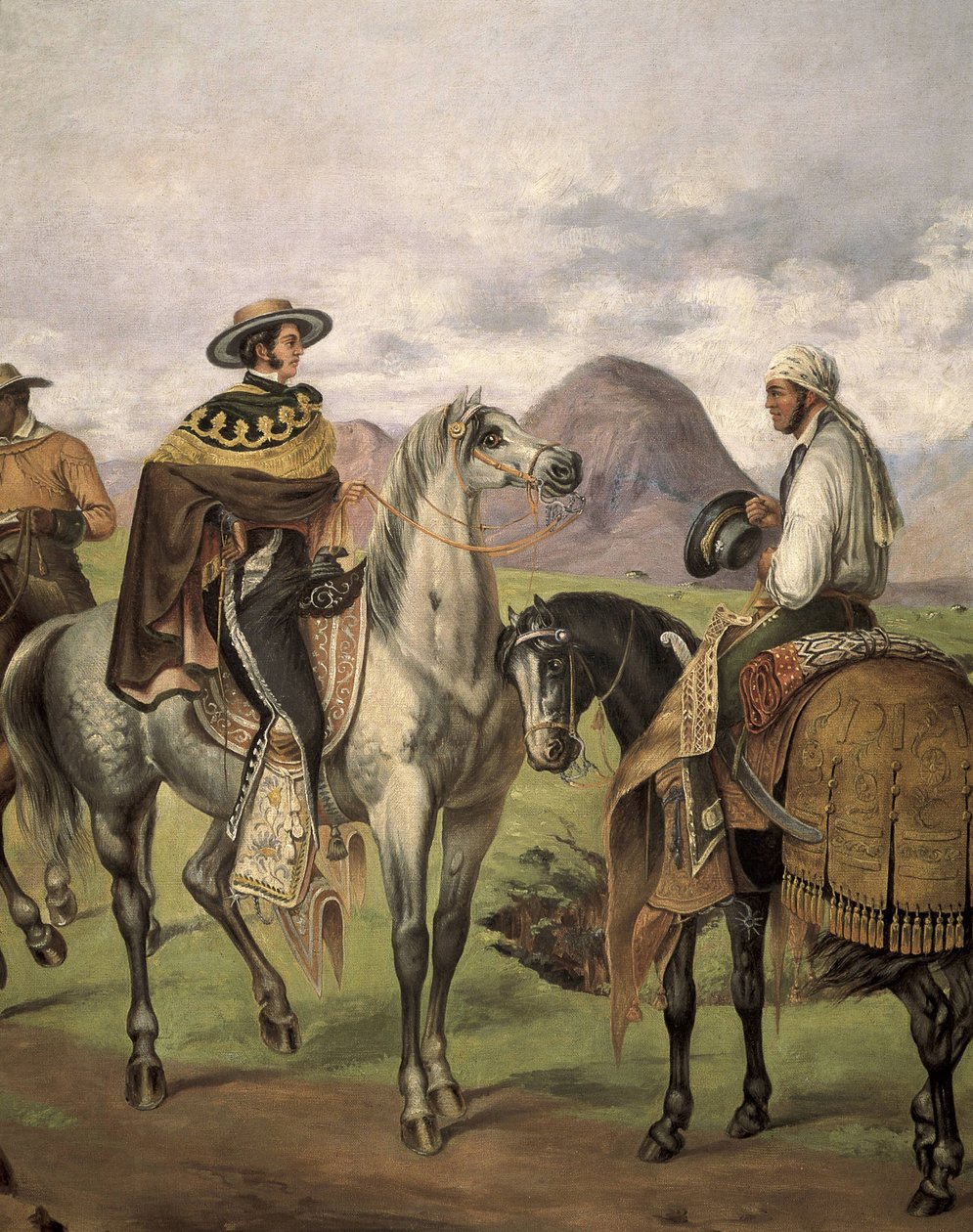 身着奇装异服的 "Charros"（墨西哥骑手）。马特奥-萨尔达纳（1875-1951 年）的作品，20 世纪。服饰主义。布面油画 作者 马特奥·索尔达娜