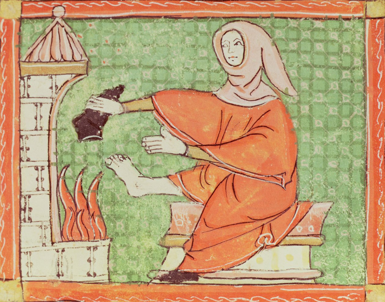 Fol.58r二月：火灾变暖（Vellum） 作者 Matfre Ermengaut