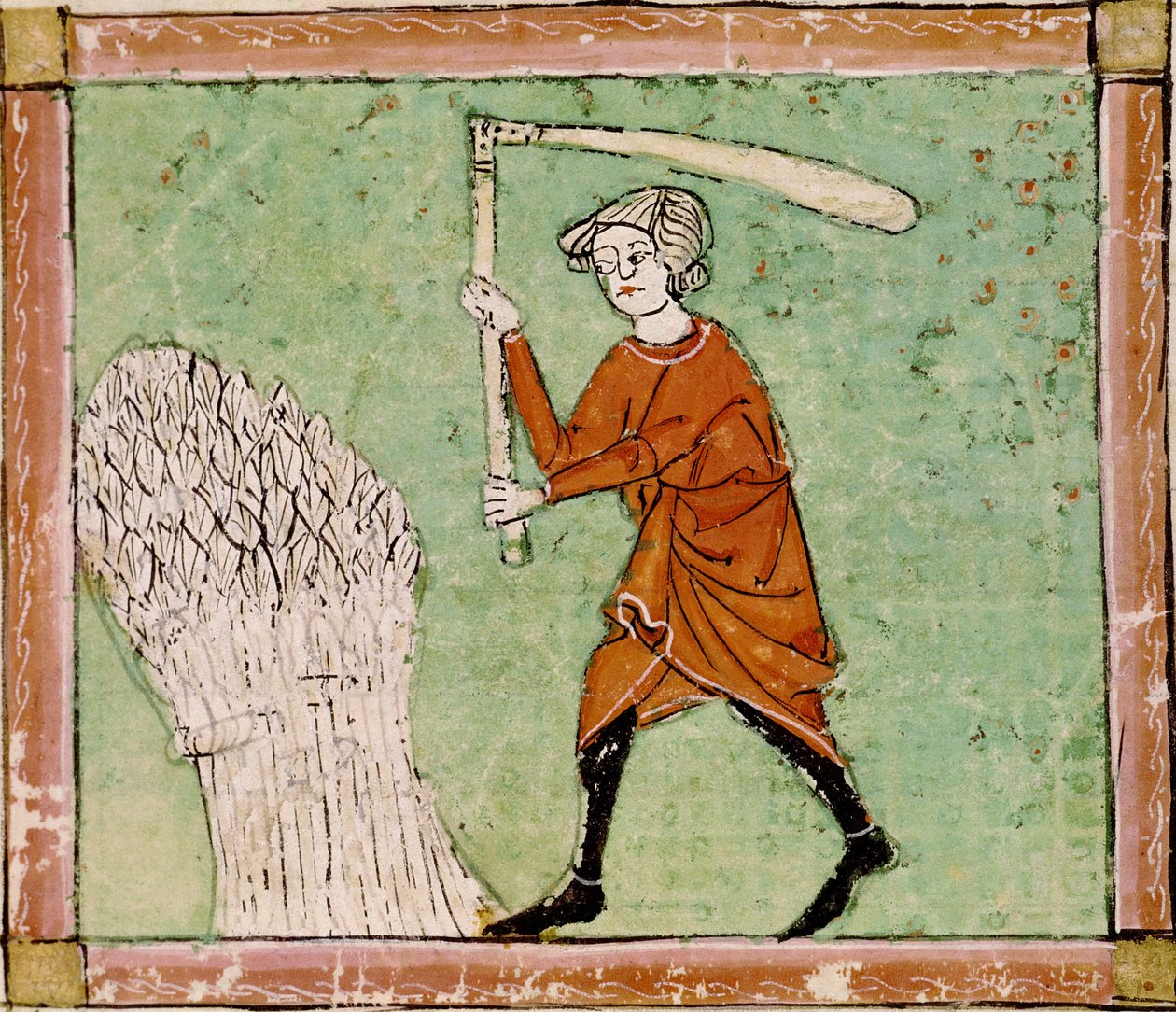 Fol.59r八月：打谷小麦 作者 Matfre Ermengaut