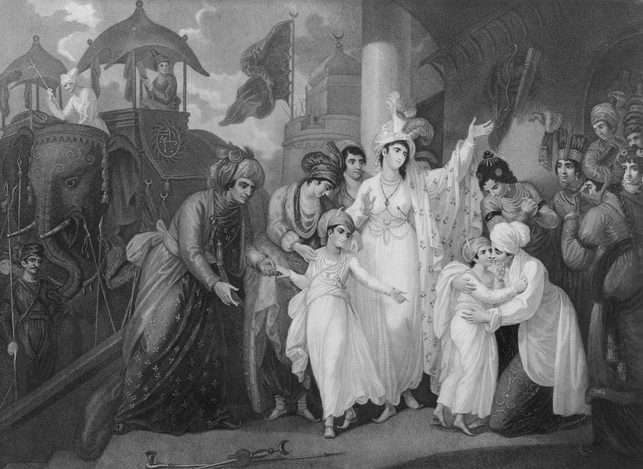 1793年，来自Zenana的Tippoo之子的离开 作者 马瑟·布朗