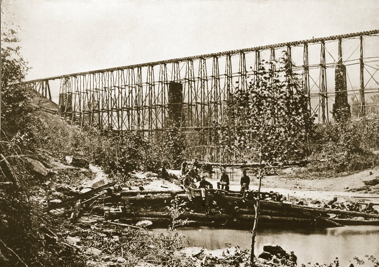 落水桥，纳什维尔和查塔努加铁路，1861-65 作者 马修·布雷迪