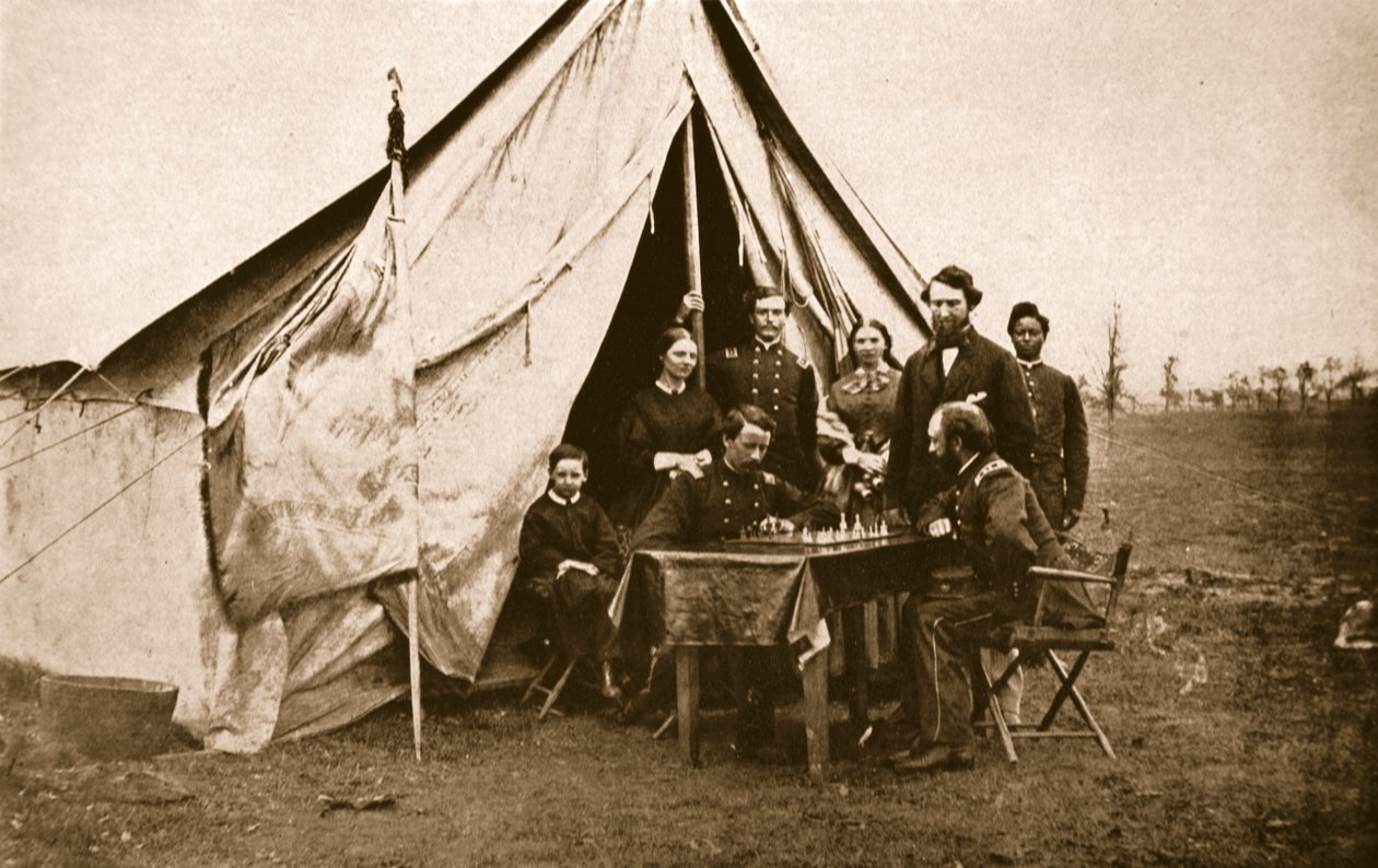 James H. Wilson和朋友将军，1861-65（棕褐色照片） 作者 马修·布雷迪