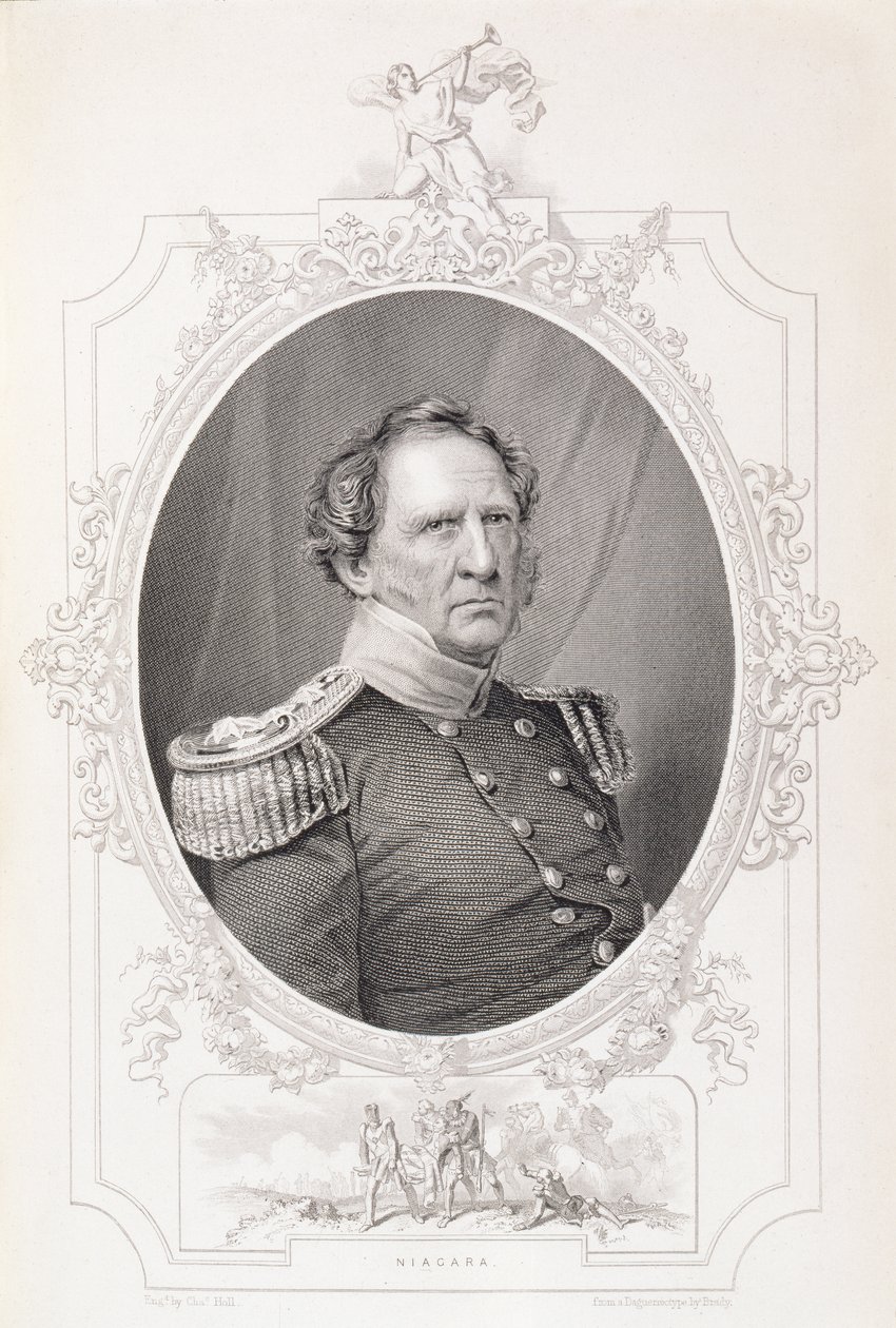 温菲尔德斯科特（1786-1866）来自“美国的历史”，Vol。 II，Charles Mackay，由Charles Holl从daguerrotype刻 作者 马修·布雷迪