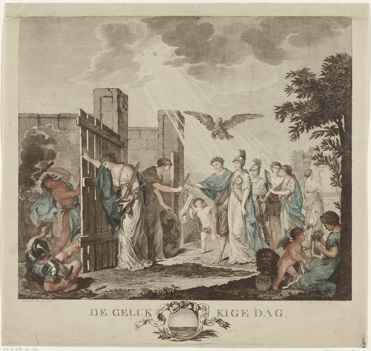 市政官威廉五世复辟的寓意，1787 年
幸福的日子（标题在实物上） 作者 Mathias de Sallieth