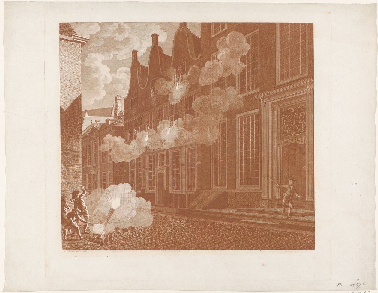 炮击卢卡斯-凡-斯蒂文宁克的住宅，1787 年 作者 Mathias de Sallieth