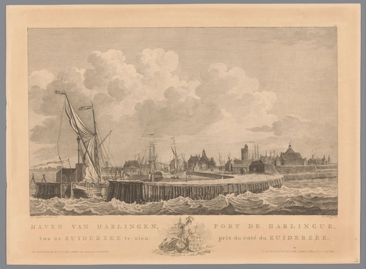 哈灵根港
从祖伊德泽看到的哈灵根港/Port de Harlingue, pris de coté du Zuiderzee（标题见实物） 作者 Mathias de Sallieth
