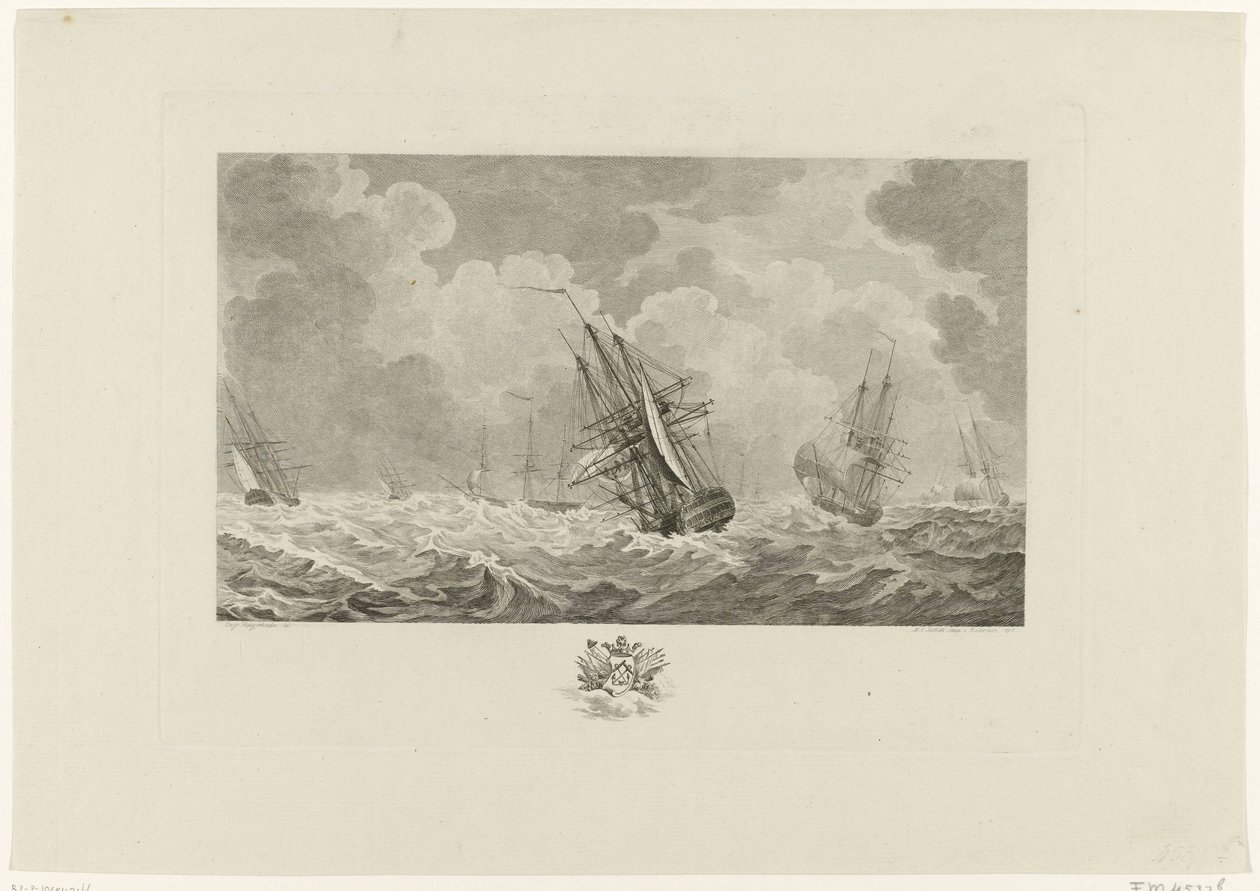 暴风雨中的荷兰舰队，1784 年 作者 Mathias de Sallieth