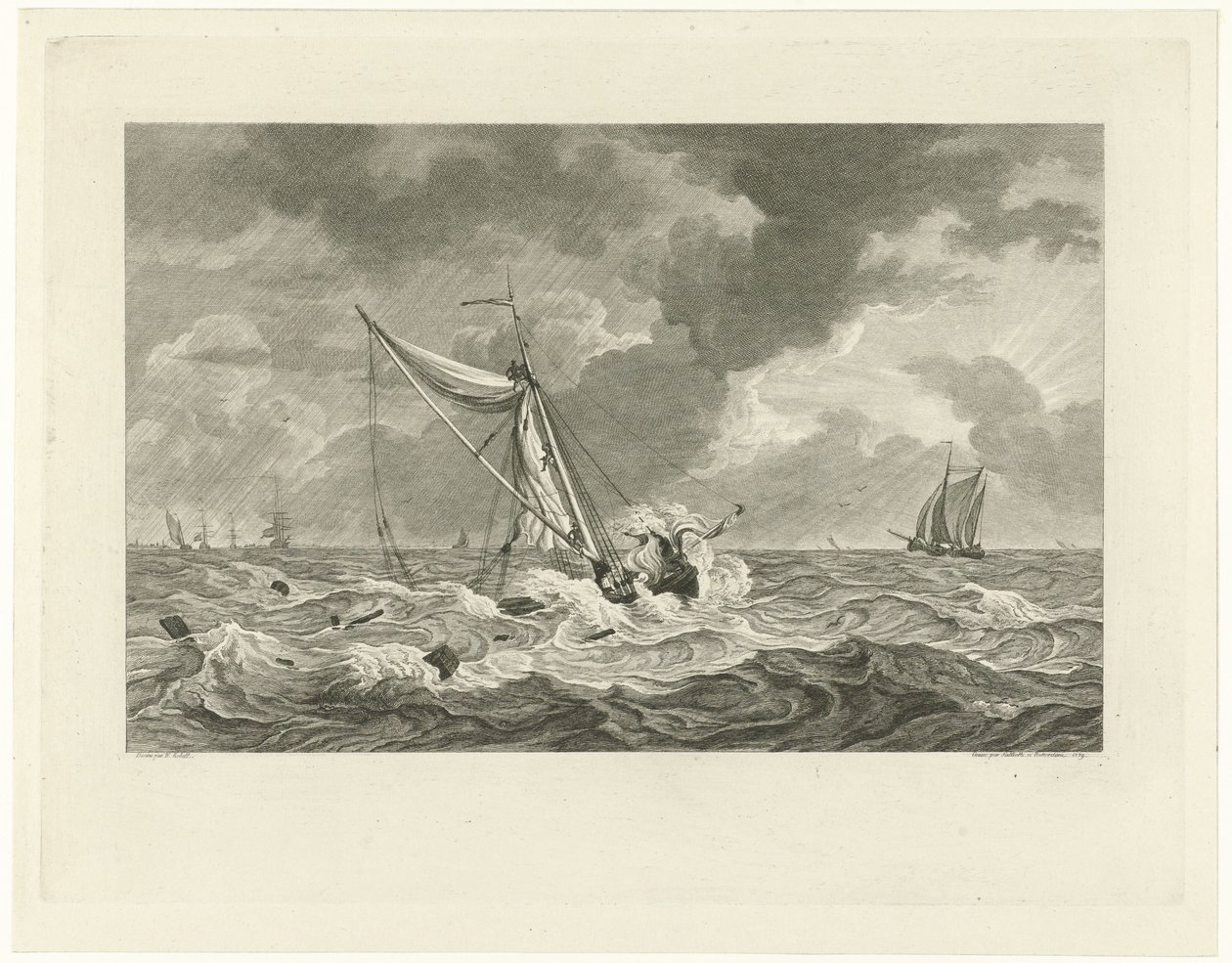 特塞尔附近船长 Klaas Ringels 的码头海滩，1778 年 作者 Mathias de Sallieth