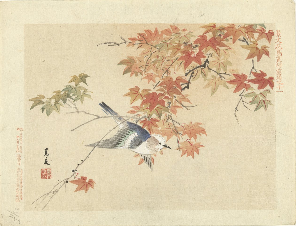 秋枝飞鸟
敬文的花鸟素描--第一部分（系列标题）
Keibun kacho gafu zenpen（物体上的系列标题） 作者 松村庆文