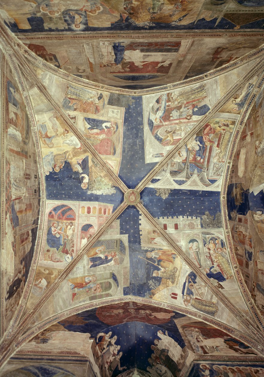 Tinel的教堂的天花板的看法与从圣Martial，1344-45的生活的场面 作者 Matteo di Giovanetto da Viterbo