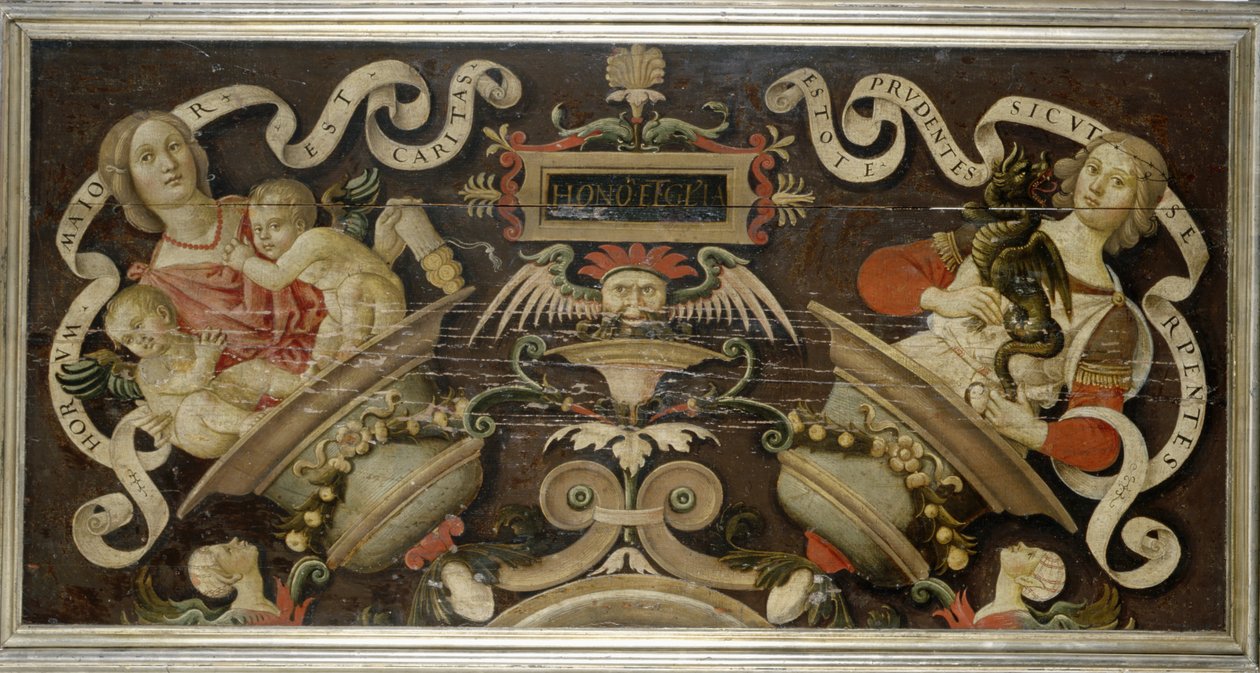 美德的寓言，c.1510-15（松木上的蛋彩画） 作者 马蒂奥·迪朱利亚诺·迪·洛伦佐·巴尔杜奇