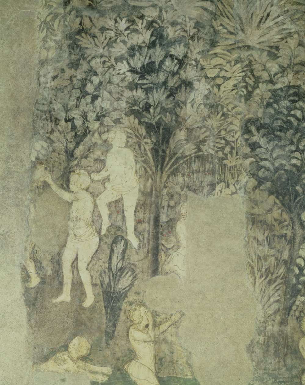 沐浴从装饰计划的人细节在教皇的霍尔，1437壁画 作者 马特奥·乔瓦内蒂（Matteo Giovanetti）