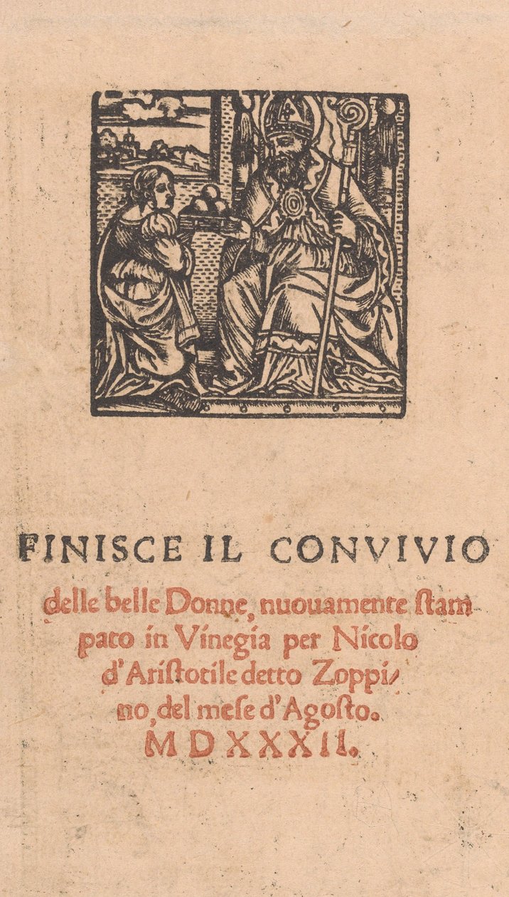 Convivio delle Belle Donne, page 22 verso, August 1532. , August 1532. 作者 马泰奥·达·特雷维索