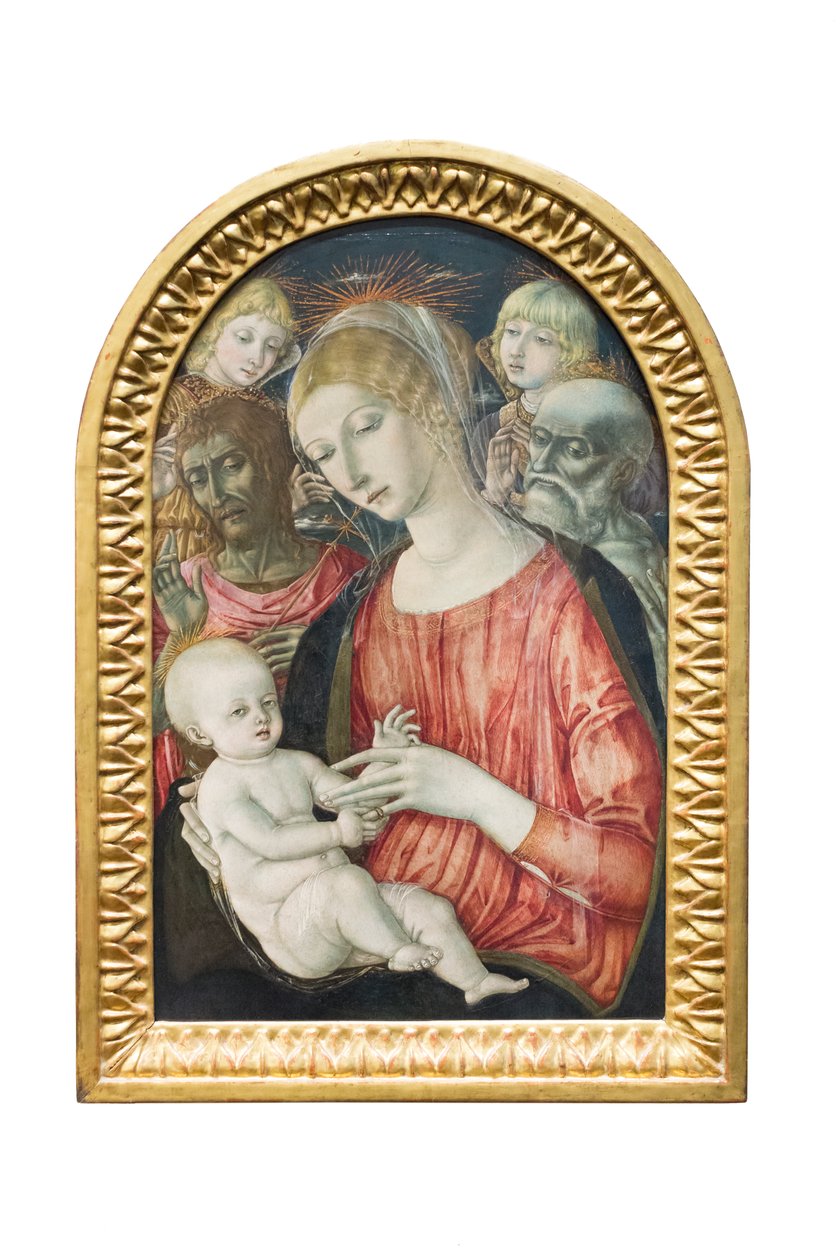 麦当娜和孩子与天使，施洗者圣约翰和圣杰罗姆 作者 Matteo di (c.1430 95) 乔瓦尼