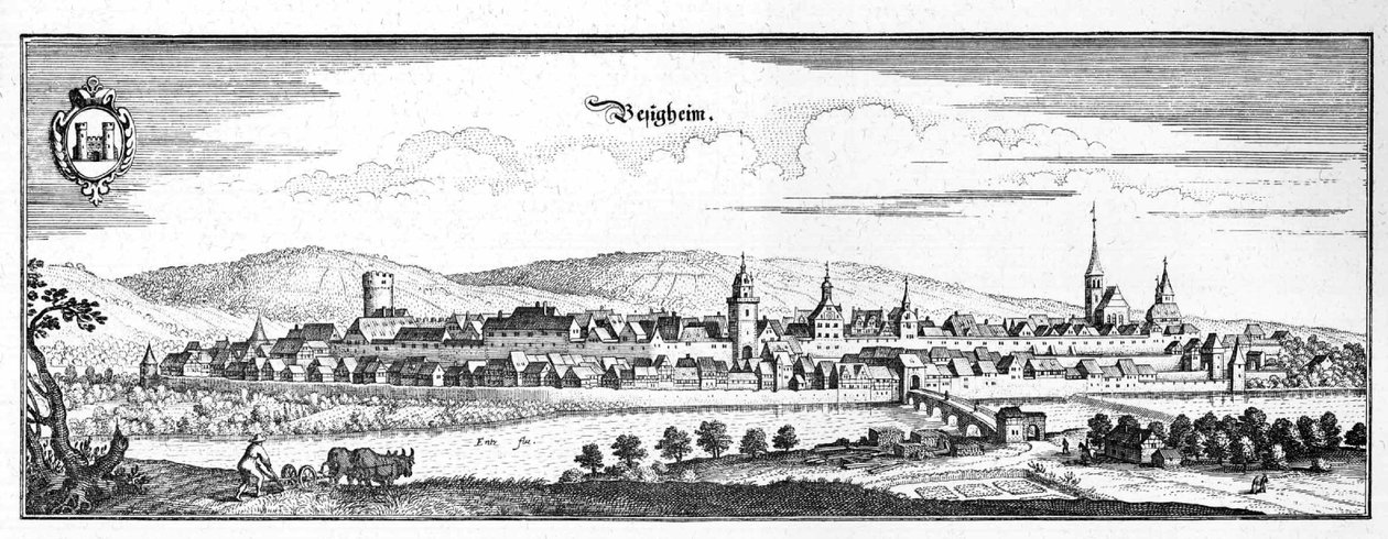 贝西格海姆 - 摘自 Topographia Sueviae (Schwaben) 作者 马特乌斯·梅里安