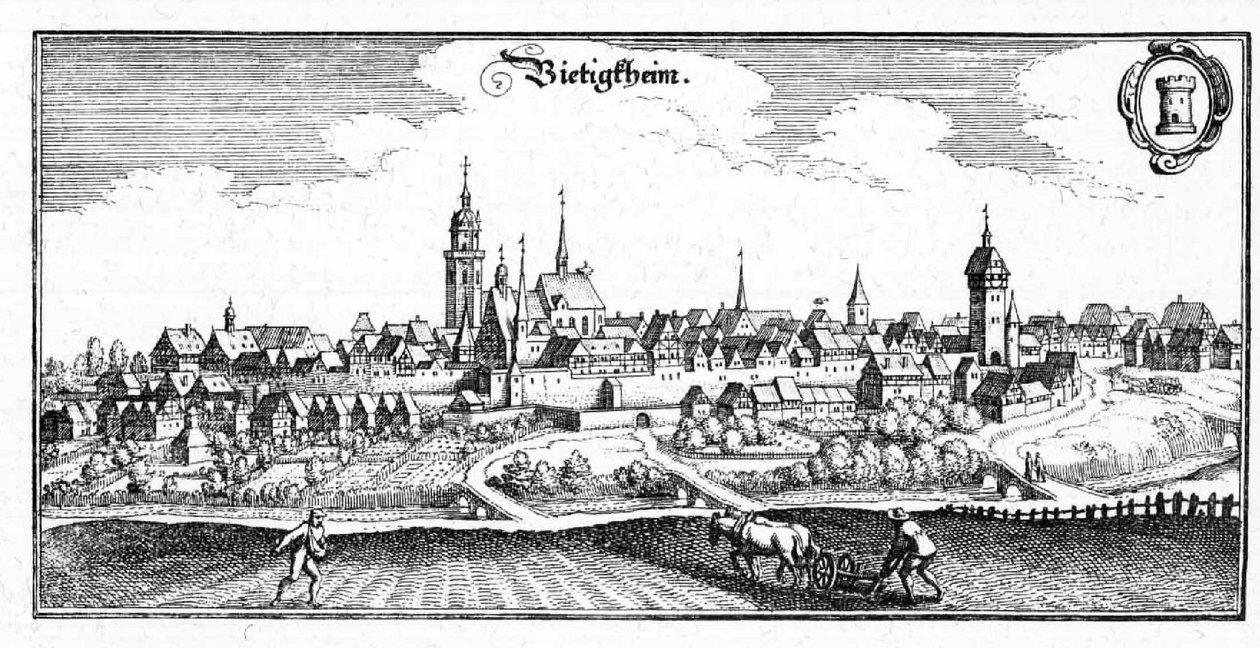 Bietigheim - 摘自 Topographia Sueviae (Schwaben) 作者 马特乌斯·梅里安