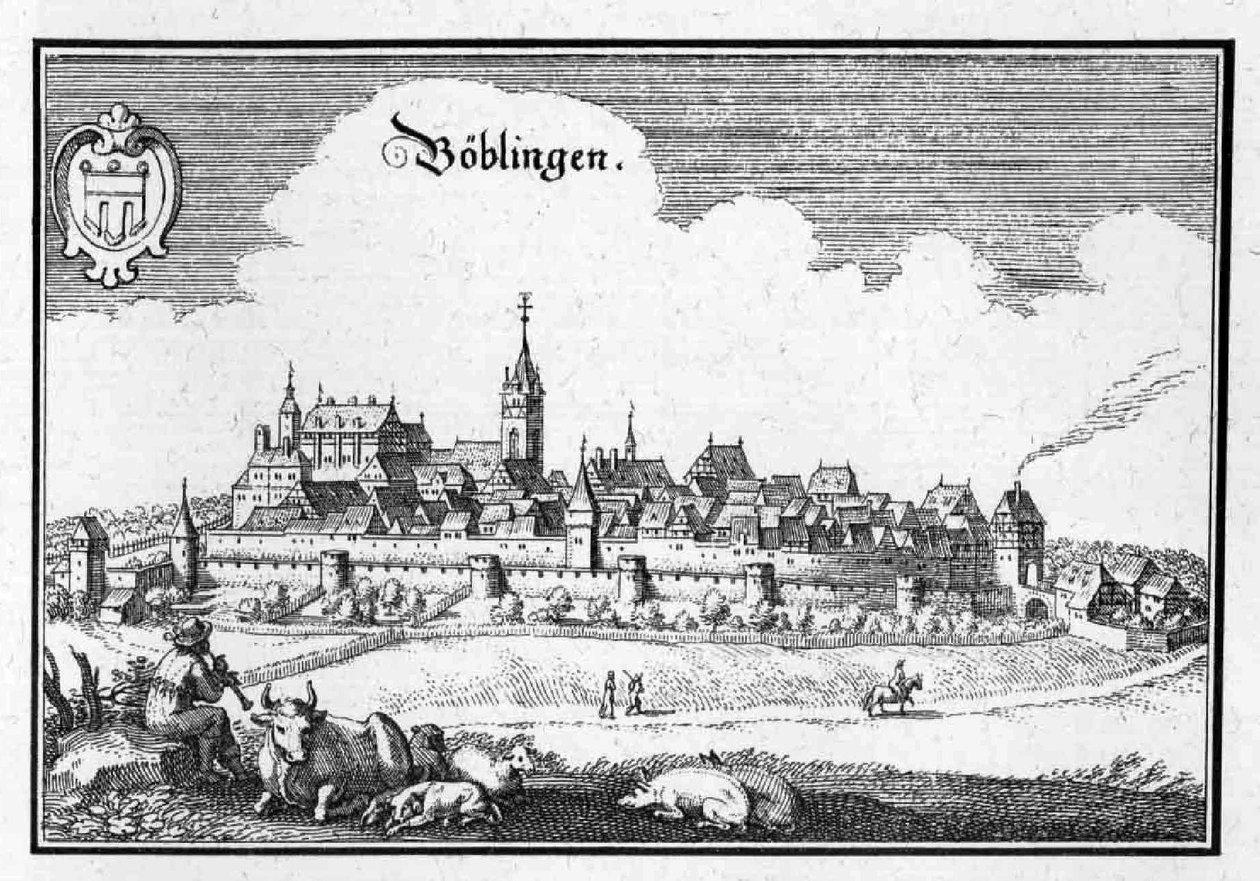 Böblingen - 摘自 Topographia Sueviae（施瓦本） 作者 马特乌斯·梅里安