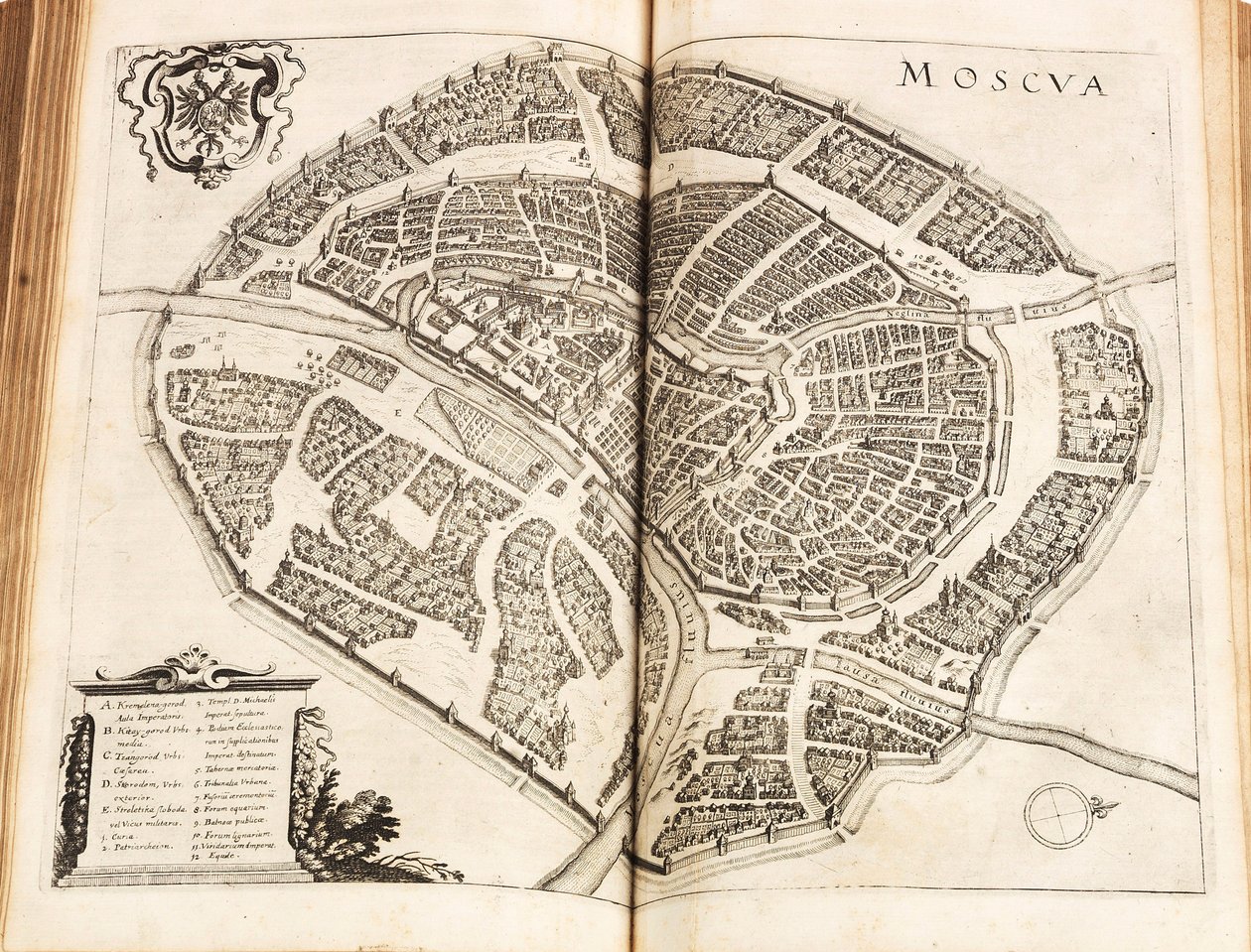 莫斯科的地图。来自：Newe Archontologia cosmica，作者Johann Ludwig Gottfried，1646年。 作者 梅里安长老马特乌斯