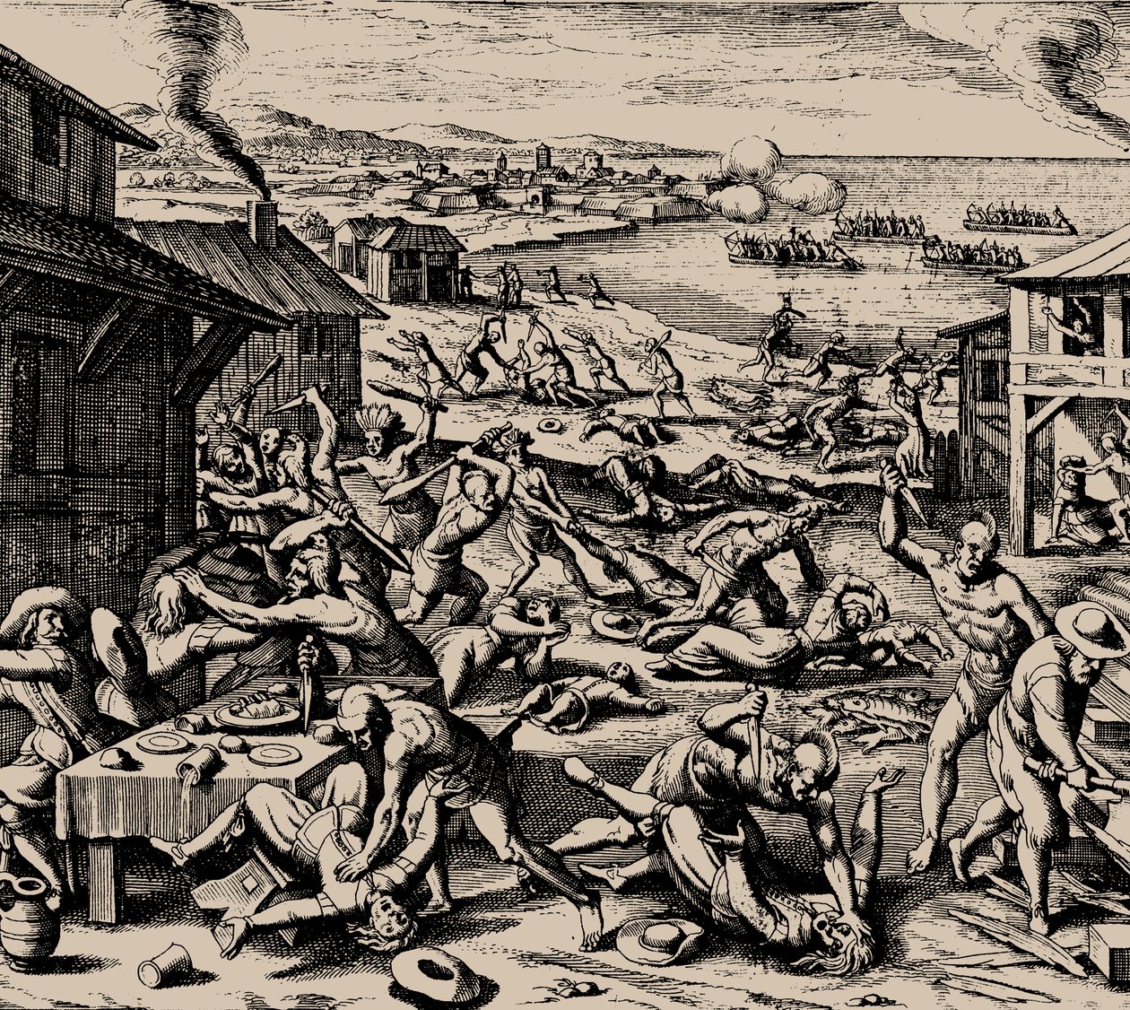 1622年3月22日，Powhatan攻击，1628年。 作者 梅里安长老马特乌斯