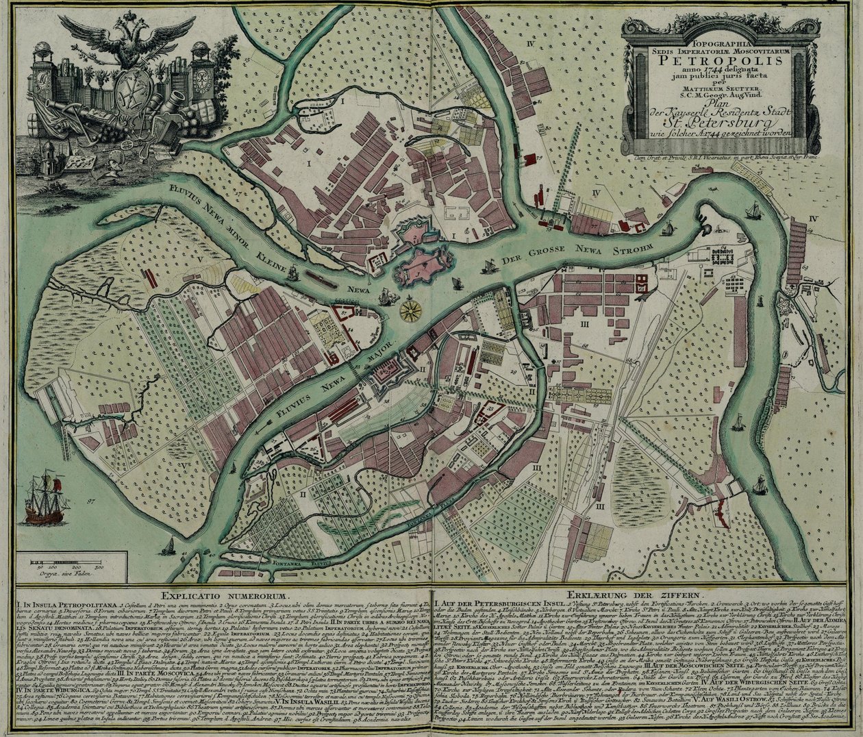 彼得堡地图，1744年 作者 马特乌斯·塞特