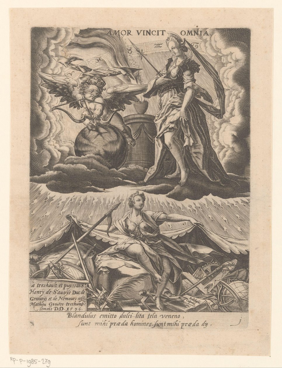 自由凯旋 Amor vincitomnia（物体上的标题） Zes triomfen van Petrarca（系列标题） 作者 马特豪斯·格鲁特