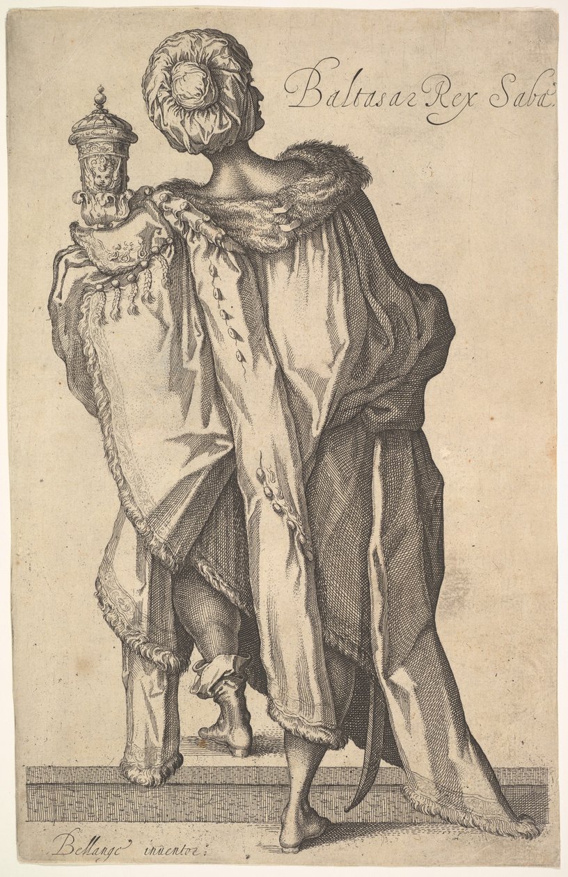 巴尔塔萨（Balthasar），约克·贝格（Jacques Bellange）在《贤士的崇拜》中的身影之后。 1610-50。 作者 马特乌斯·梅里安
