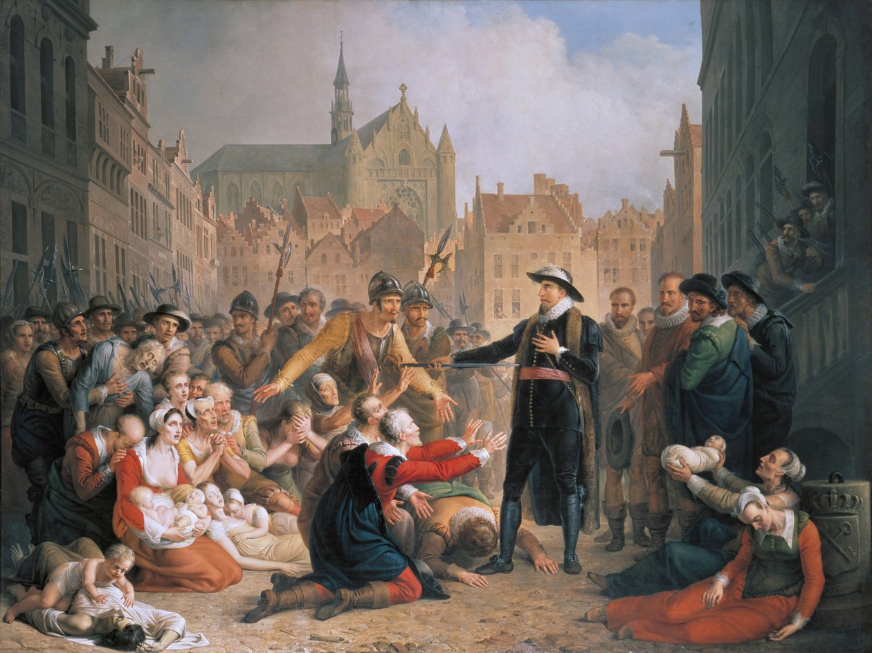 Burgomaster van der Werf向莱顿人民提供他的剑 作者 马修·伊格内修斯·范·布里