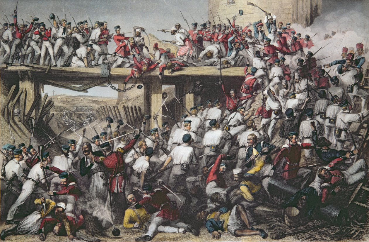 1859年8月由伦敦印刷出版公司出版的由TH Sherratt雕刻的德里风暴（彩色版画） 作者 马修·萨默维尔·摩根