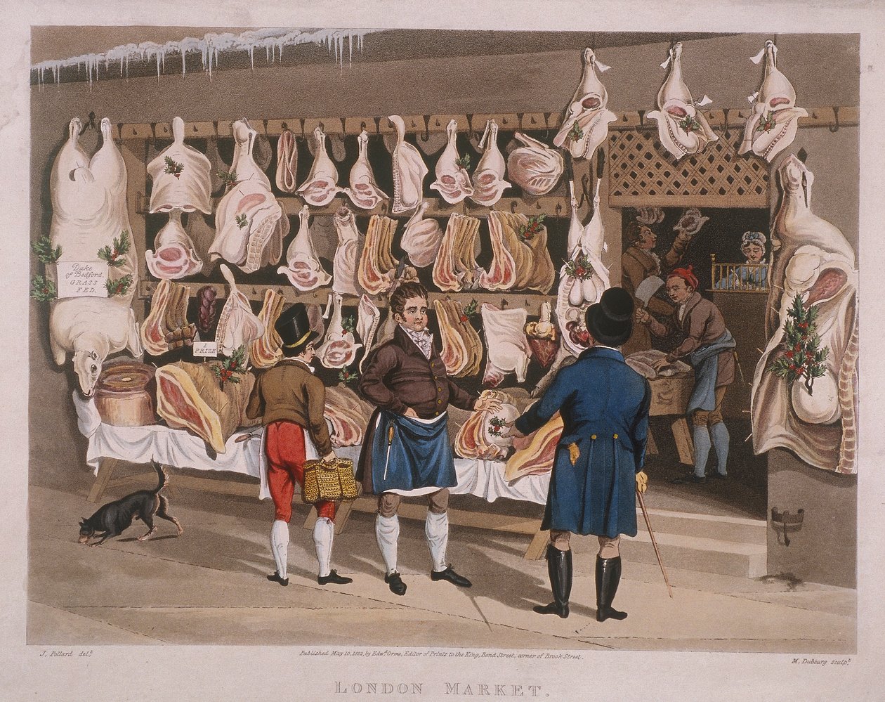 伦敦市场》，一家肉店，1822年 作者 马修·杜伯格