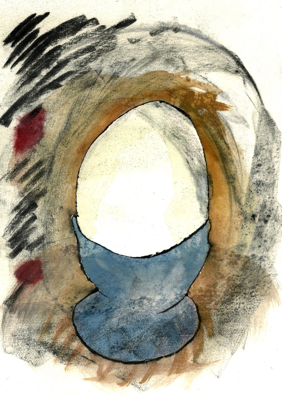 单身汉的完美彩蛋 1，2021 年（水彩、木炭画） 作者 马修·希尔顿