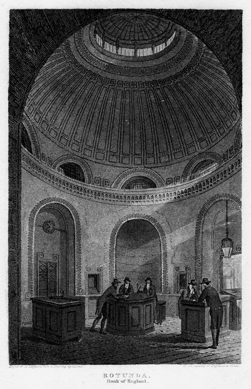 圆形大厅，英格兰银行，伦敦市，1816年。 作者 马修斯