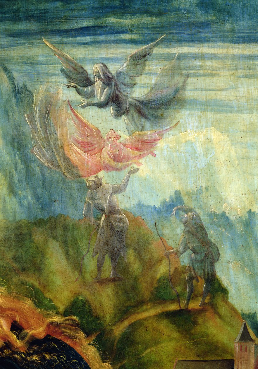 牧羊人的报喜，来自Isenheim Altarpiece，1512-15 作者 马蒂亚斯·格鲁内瓦尔德